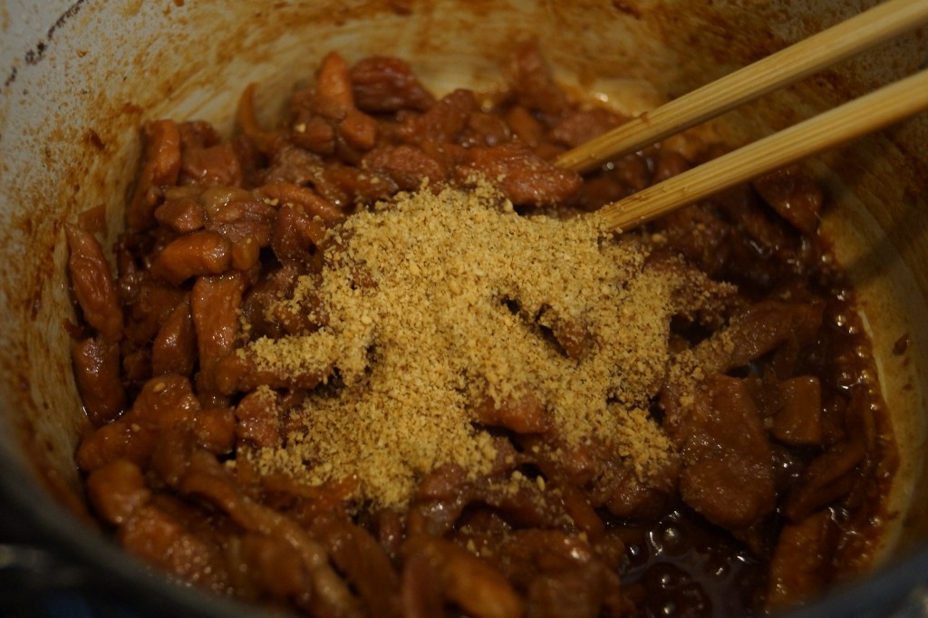 pork shigureni with sesame