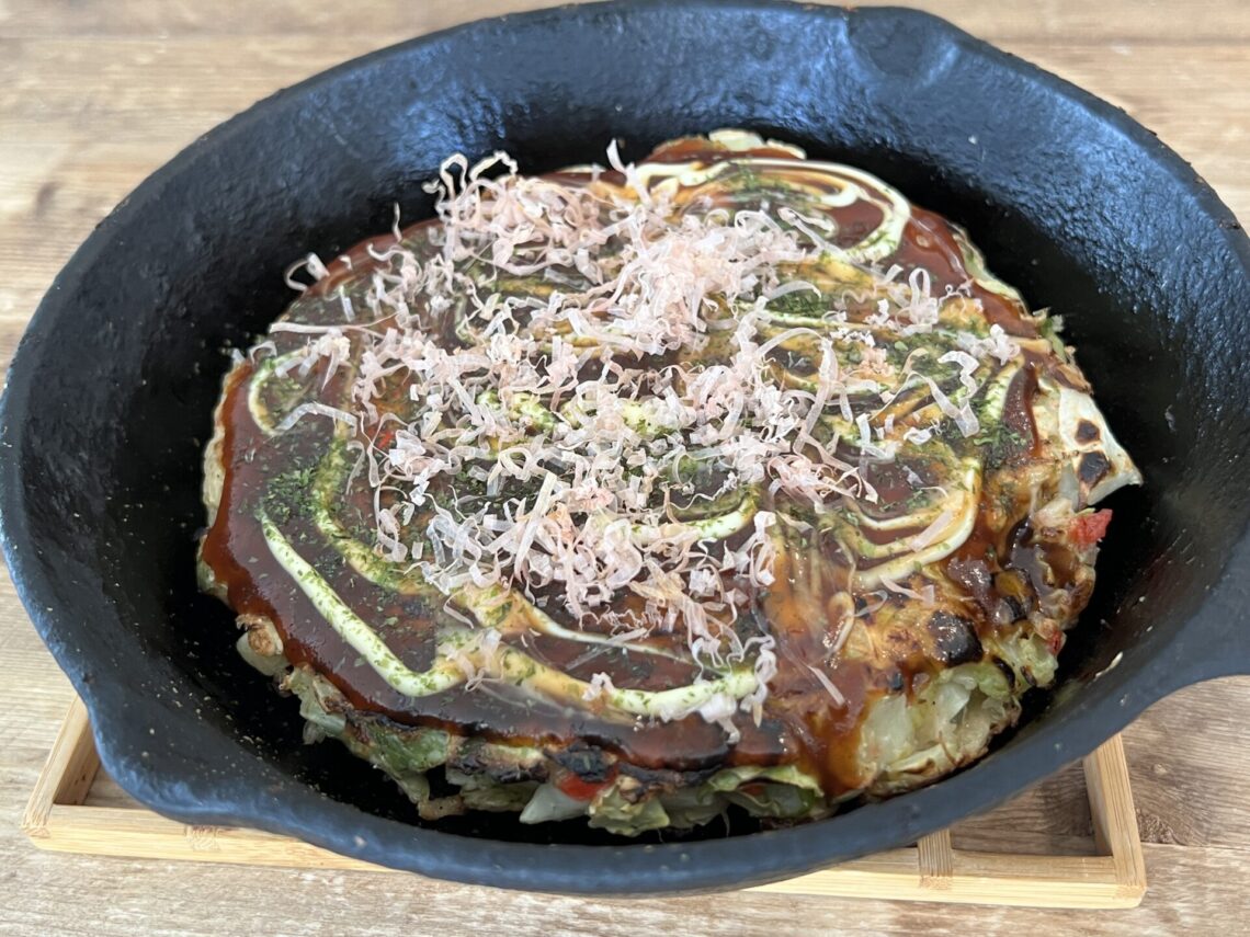 shrimp and cheese okonomiyaki