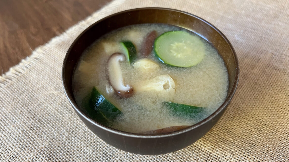 Miso soup with Zucchini, Shiitake, Fried Tofu