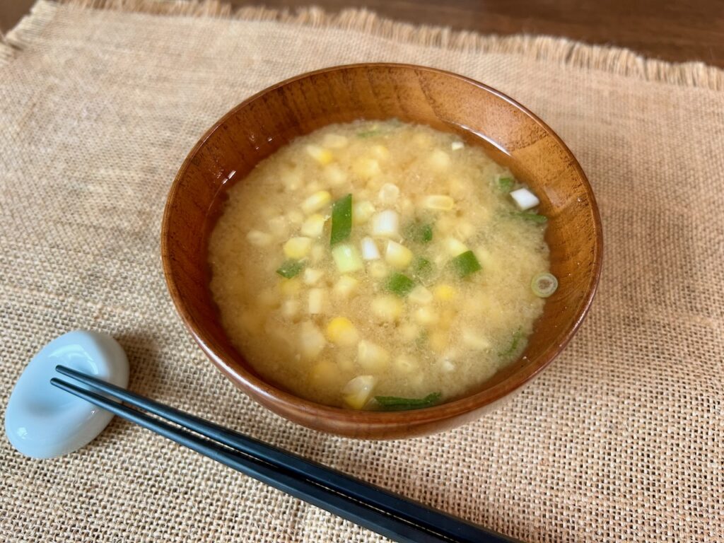 Miso Soup with Corn and Green Onions