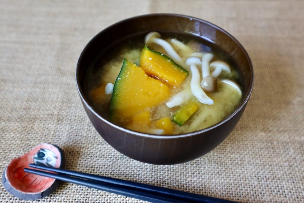 Miso Soup with Kabocha and Shimeji Mushroom