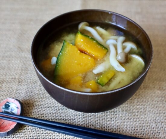 Miso Soup with Kabocha and Shimeji Mushroom