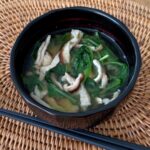 miso soup with spinach, pork, and shiitake