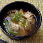 Miso Soup with Gyoza and Lettuce