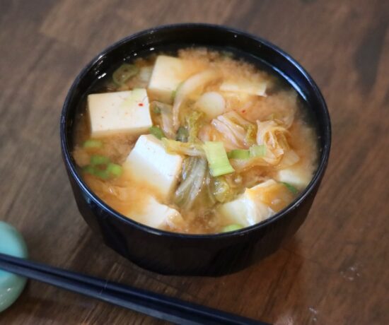 Miso Soup with Kimchi and Tofu