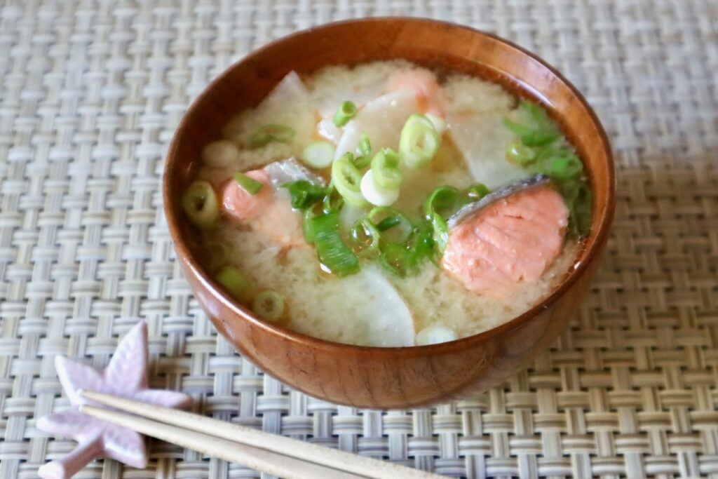 Miso Soup with Salmon and Daikon