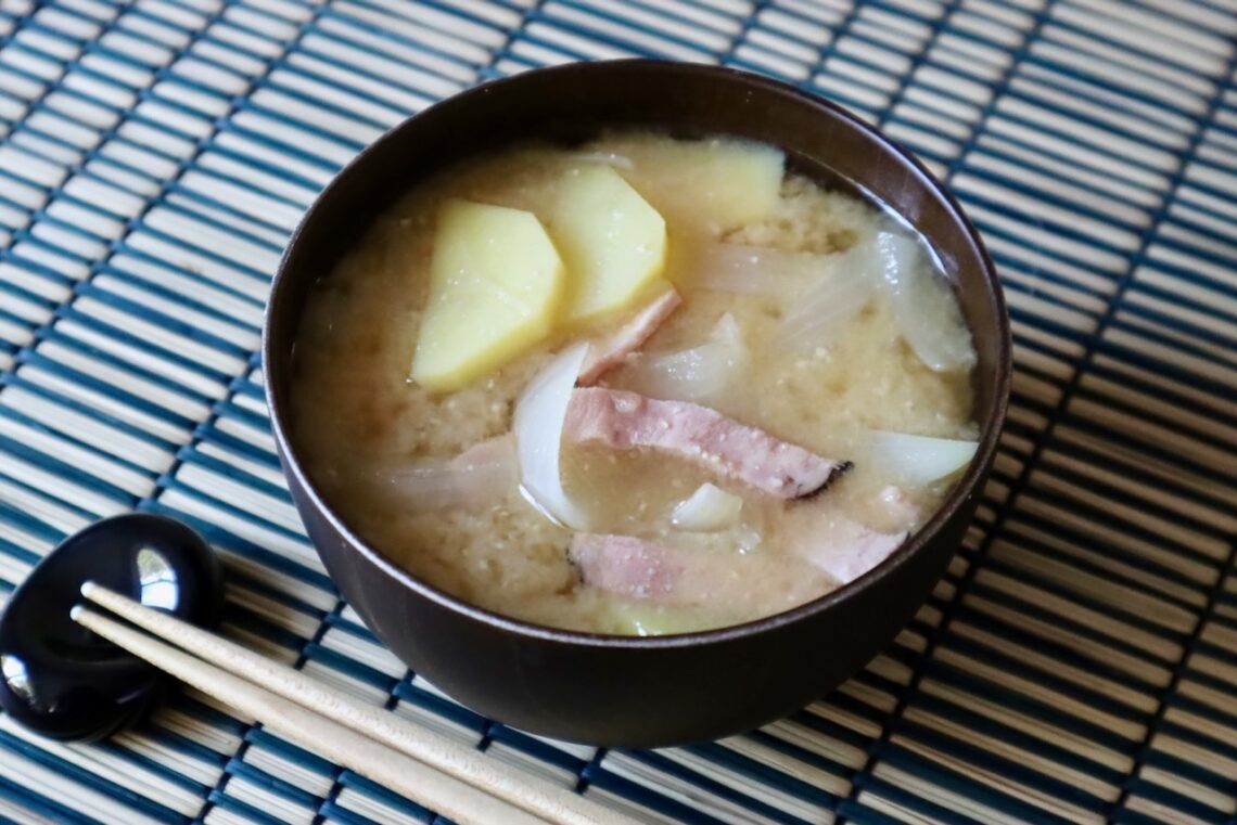 Miso Soup with Potato, Onion, Ham