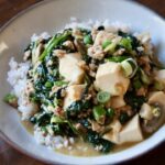 Mapo Tofu with Spinach and Mushroom