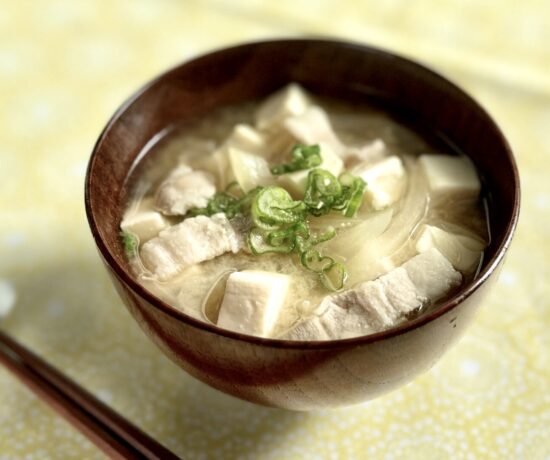 Miso Soup with Onion Pork Belly & Tofu