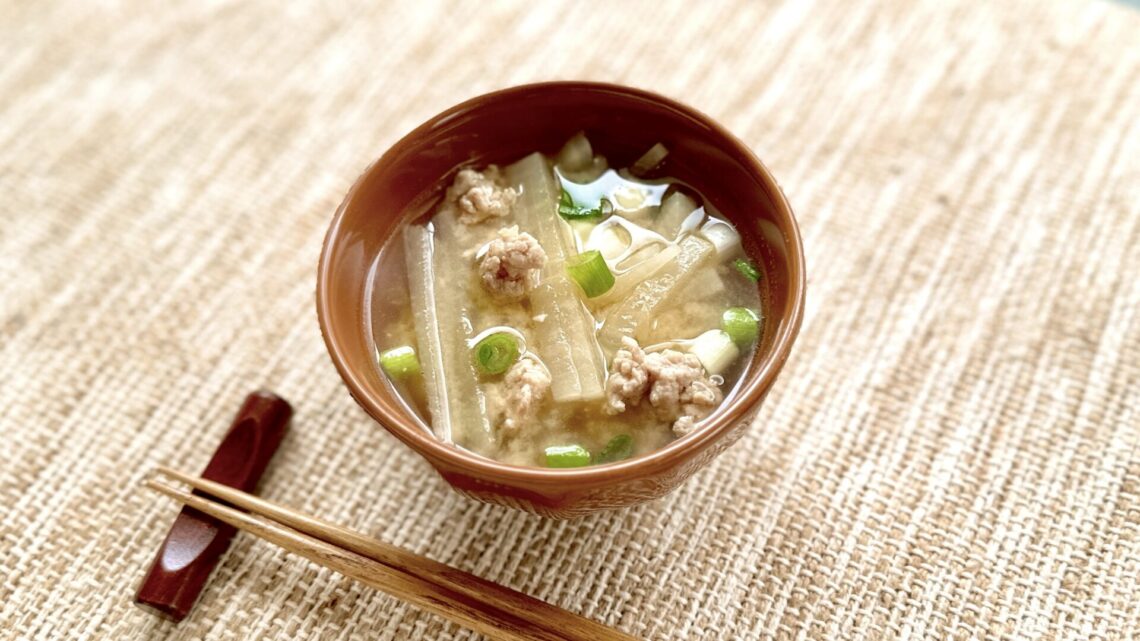 Miso Soup with Ground Chicken and Daikon