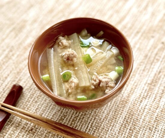 Miso Soup with Ground Chicken and Daikon